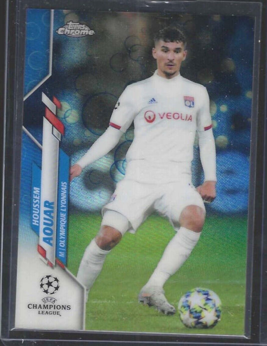 HOUSSEM AOUAR 2019-20 TOPPS CHROME UEFA BLUE BUBBLES REFRACTOR RC SP #52