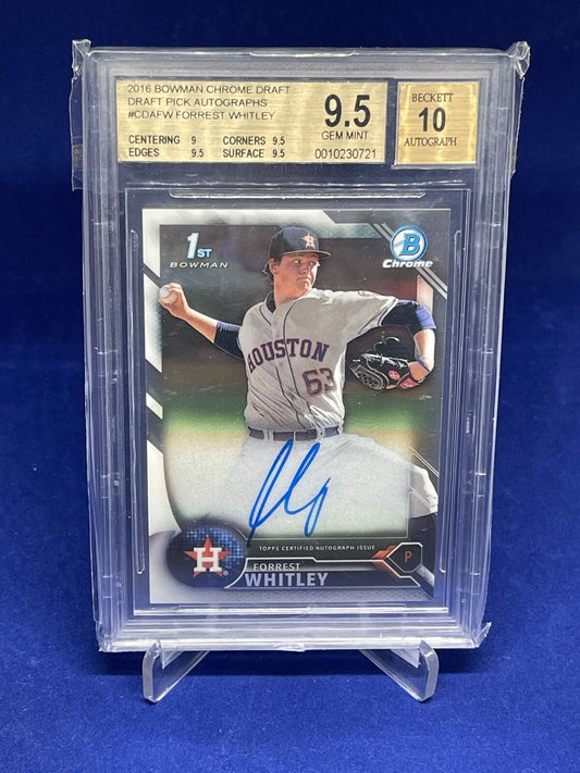 FORREST WHITLEY 2016 BOWMAN CHROME 1ST DRAFT PICK AUTO PROSPECT BGS 9.5 10 AU