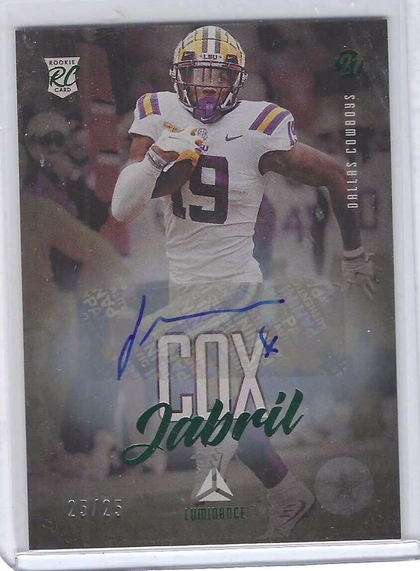 JABRIL COX 2021 PANINI LUMINANCE GREEN FOIL ROOKIE AUTO RC #D 25/25