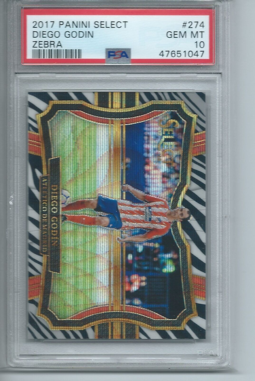 DIEGO GODIN 2017-18 PANINI SELECT ZEBRA PRIZM FIELD LEVEL #D 2/25 PSA 10 POP 1/1