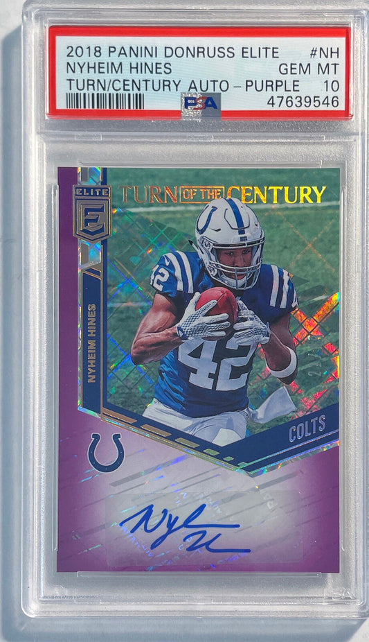 NYHEIM HINES 2018 ELITE TURN OF THE CENTURY PURPLE AUTO RC 21/49 PSA 10 POP 1/1