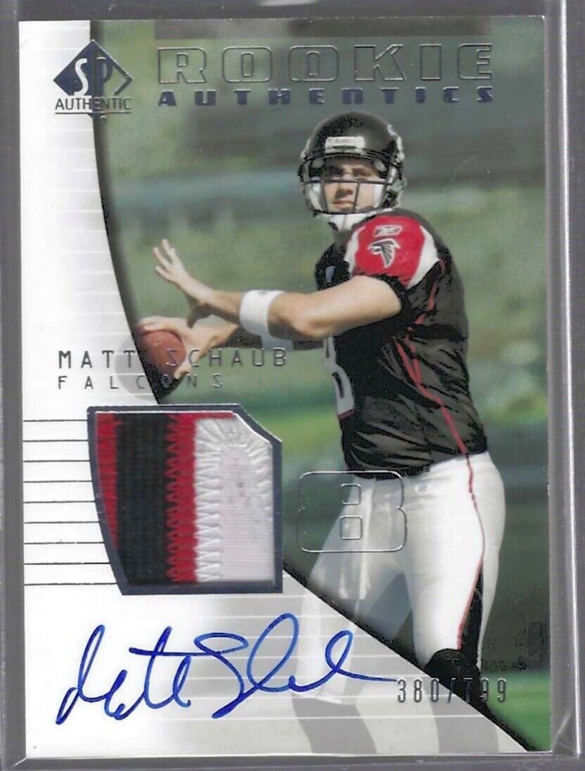 MATT SCHAUB 2004 UPPER DECK SP AUTHENTIC RPA ROOKIE PATCH AUTO RC #D 380/799