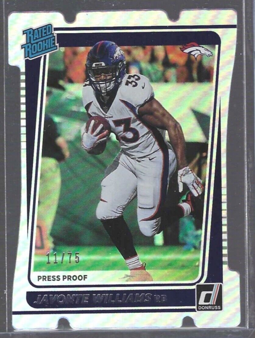 JAVONTE WILLIAMS 2021 PANINI DONRUSS SILVER FOIL DIE CUT RATED ROOKIE RC #D /75