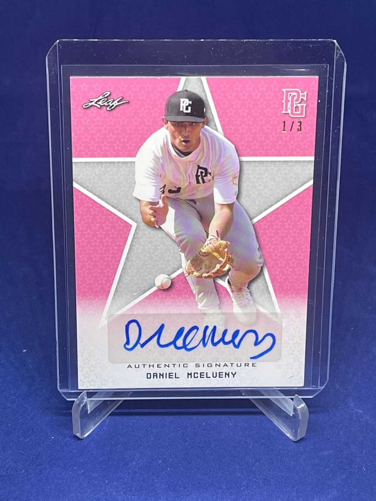 DANIEL MCELVENY 2020 LEAF PERFECT GAME NATIONAL SHOWCASE PINK AUTO #D 1/3