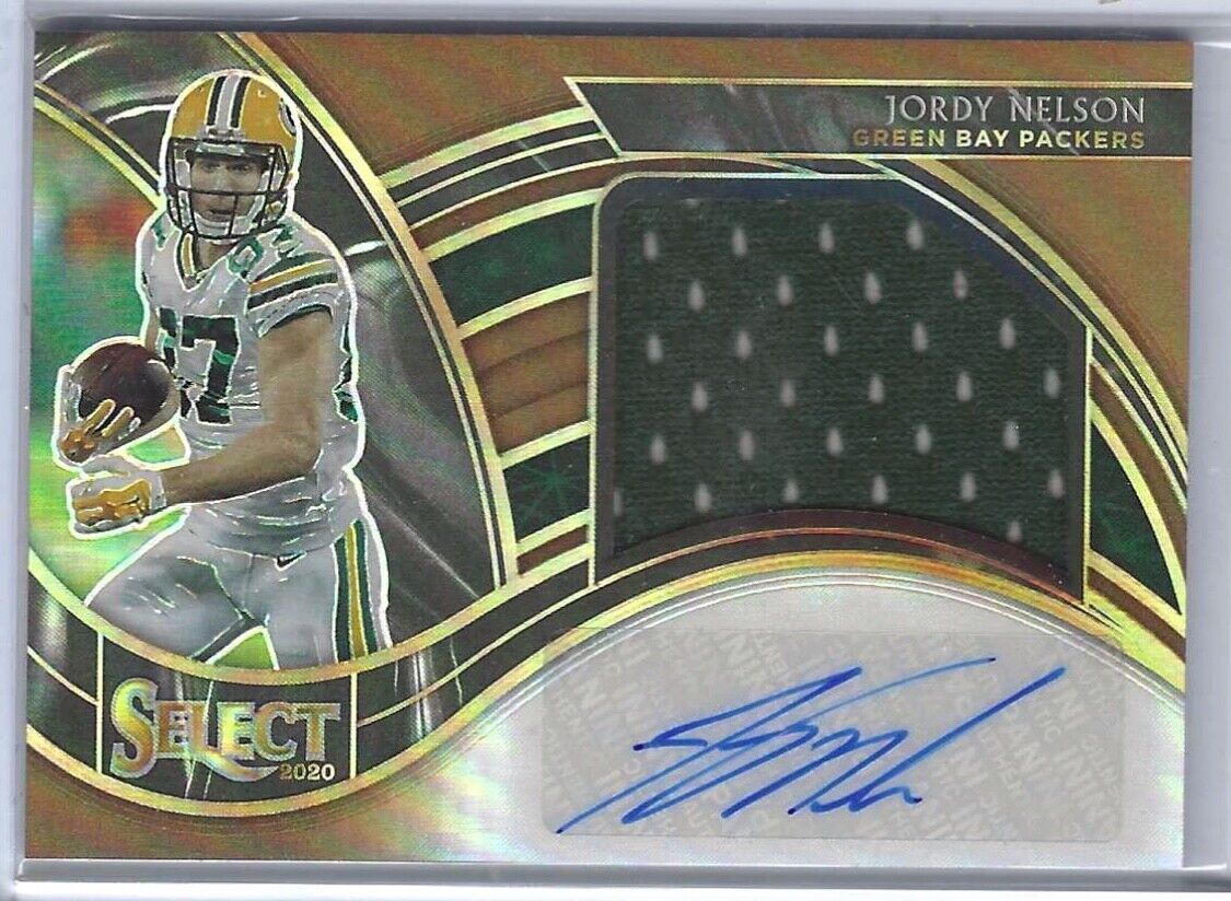 JORDY NELSON 2020 PANINI SELECT BRONZE PRIZM JERSEY AUTO #D 14/20