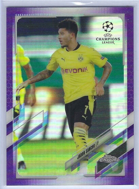 JADON SANCHO 2020-21 TOPPS CHROME UEFA PURPLE REFRACTOR #D /250