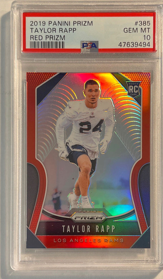 TAYLOR RAPP 2019 PANINI PRIZM RED PRIZM ROOKIE SSP /8 RC #385 PSA 10 GEM POP 1/1
