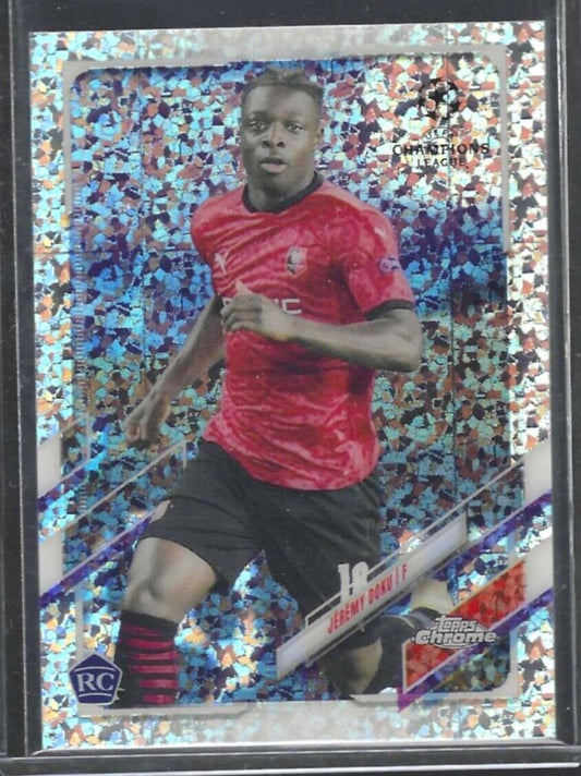 JEREMY DOKU 2020-21 TOPPS CHROME MINI DIAMOND SPECKLE REFRACTOR ROOKIE RC #2