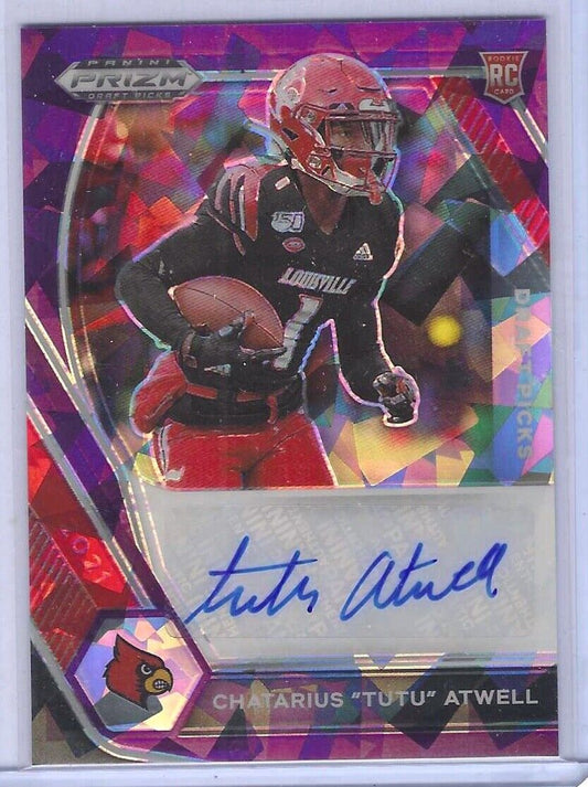 TUTU ATWELL 2021 PANINI PRIZM DP PURPLE CRACKED ICE ROOKIE AUTO RC #D 30/99