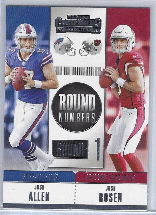 JOSH ALLEN JOSH ROSEN 2018 CONTENDERS ROUND NUMBERS ROUND 1 INSERT RC #RNA-AR