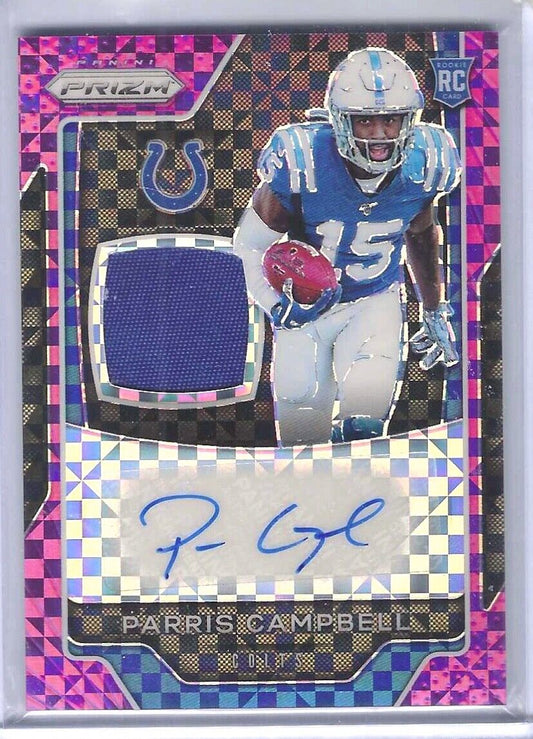 PARRIS CAMPBELL 2019 PANINI PRIZM PURPLE POWER PRIZM ROOKIE PATCH AUTO RC #D /30