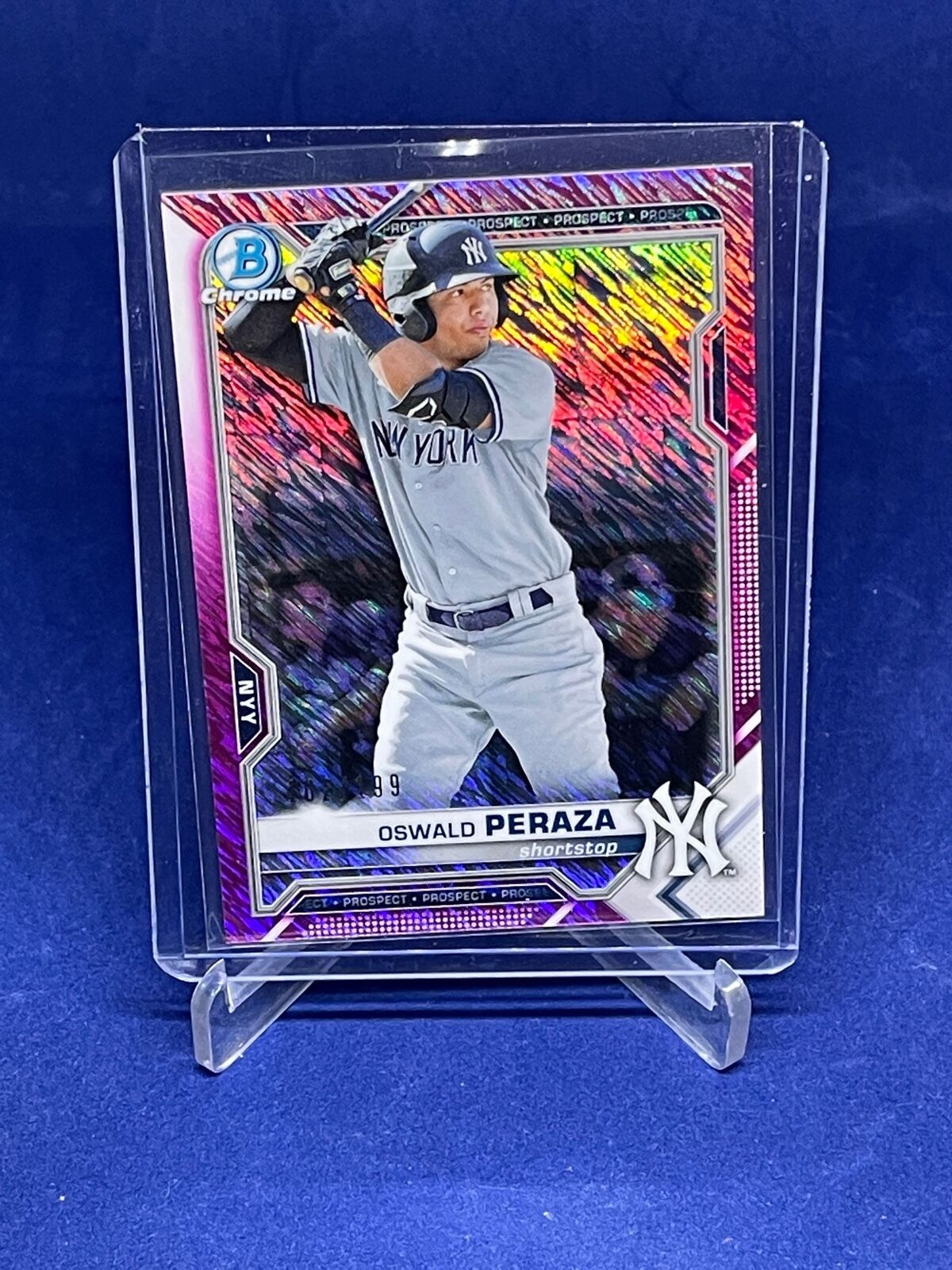 OSWALD PERAZA 2021 BOWMAN CHROME PINK SHIMMER REFRACTOR PROSPECT #D 102/199