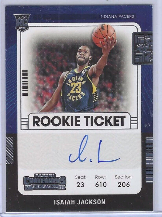 ISAIAH JACKSON 2021-22 PANINI CONTENDERS ROOKIE TICKET VARIATION AUTO RC #122