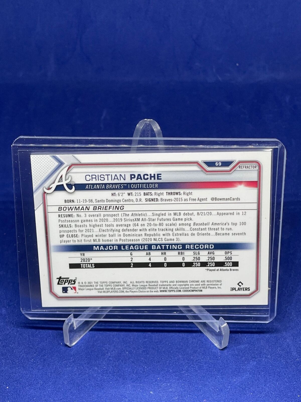 CRISTIAN PACHE 2021 BOWMAN CHROME REFRACTOR ROOKIE RC #D 476/499