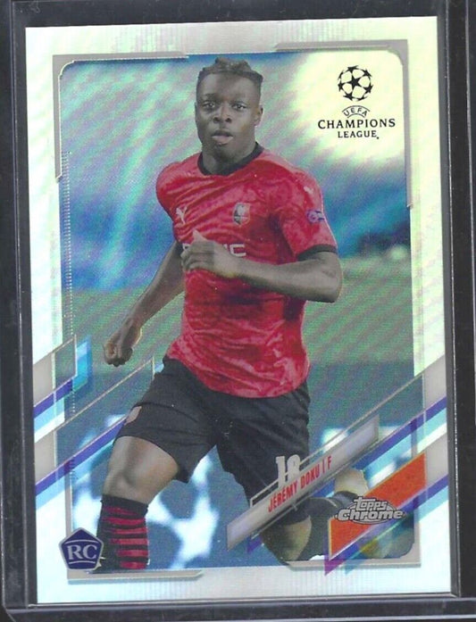 JEREMY DOKU 2020-21 TOPPS CHROME SILVER REFRACTOR ROOKIE RC #2