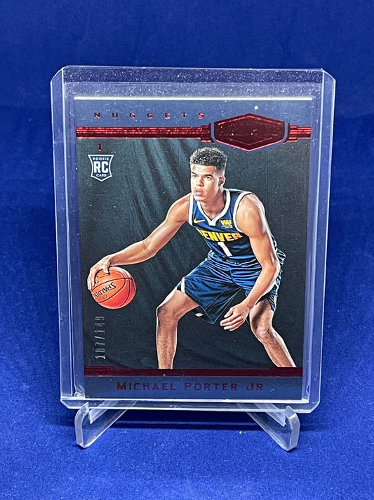 MICHAEL PORTER JR 2018-19 PANINI CHRONICLES PLATES AND PATCHES RED RC #D 107/149