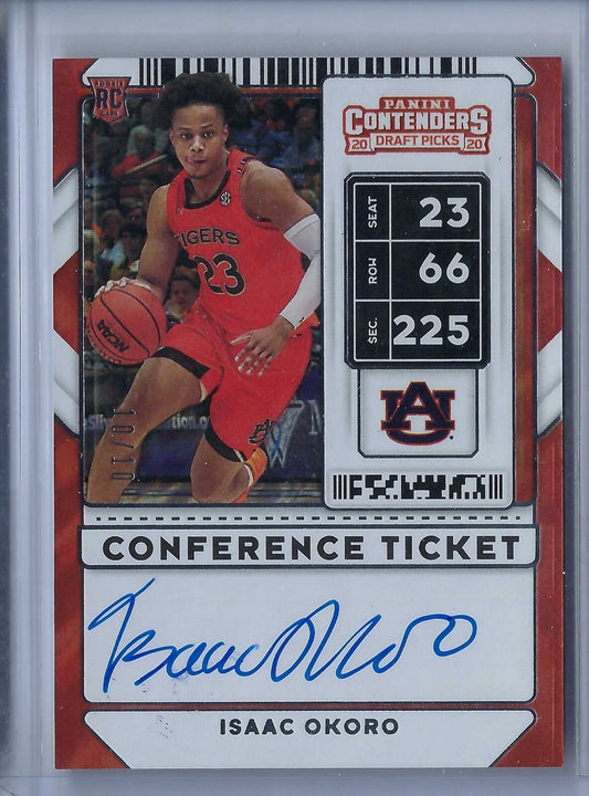 ISAAC OKORO 2019-20 PANINI CONTENDERS DRAFT PICKS CONFERENCE TICKET AUTO RC /10