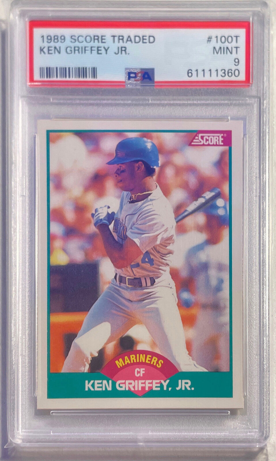 KEN GRIFFEY JR. 1989 SCORE TRADED ROOKIE RC #100T PSA 9 MINT