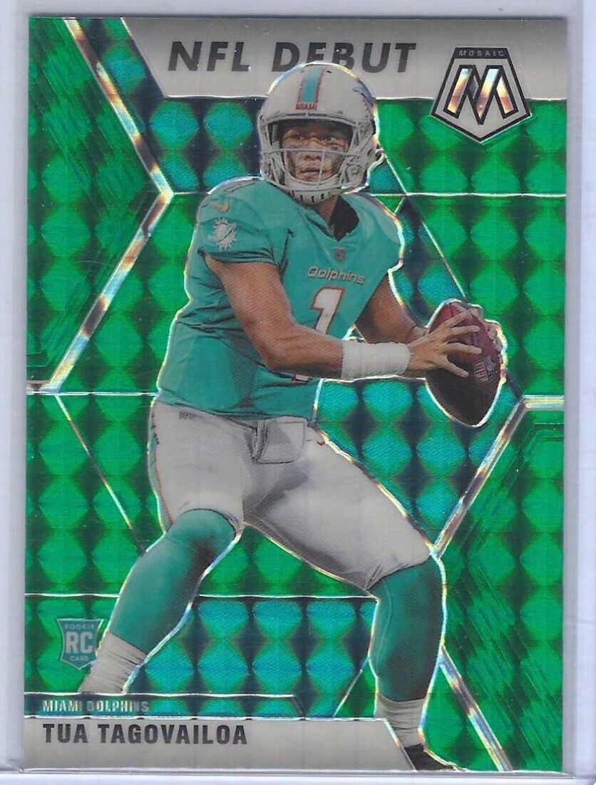 TUA TAGOVAILOA 2020 PANINI MOSAIC FOOTBALL GREEN PRIZM NFL DEBUT RC #262