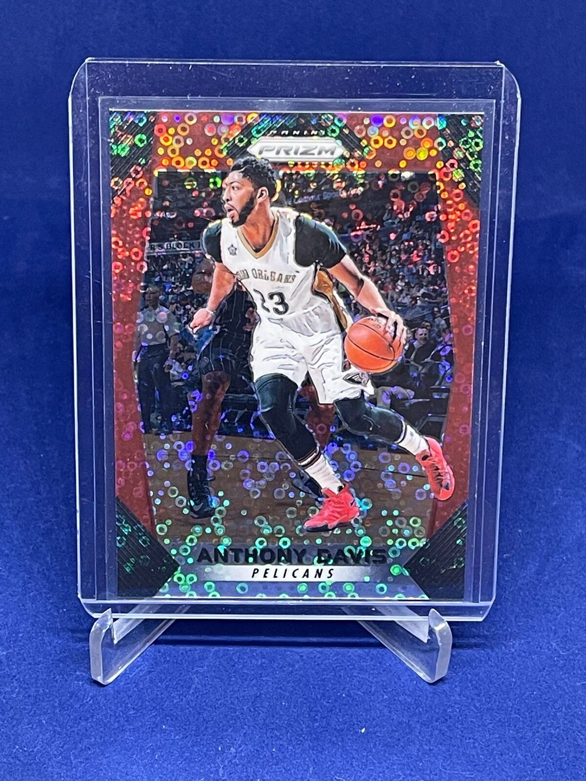 ANTHONY DAVIS 2017-18 PANINI PRIZM RED DISCO FAST BREAK PRIZMS #D 24/125