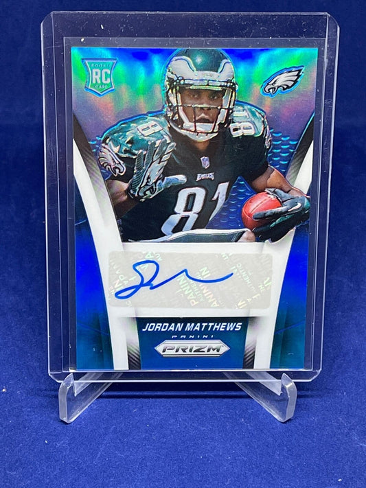 JORDAN MATTHEWS 2014 PANINI PRIZM AUTO BLUE PRIZM ROOKIE RC #D 22/40