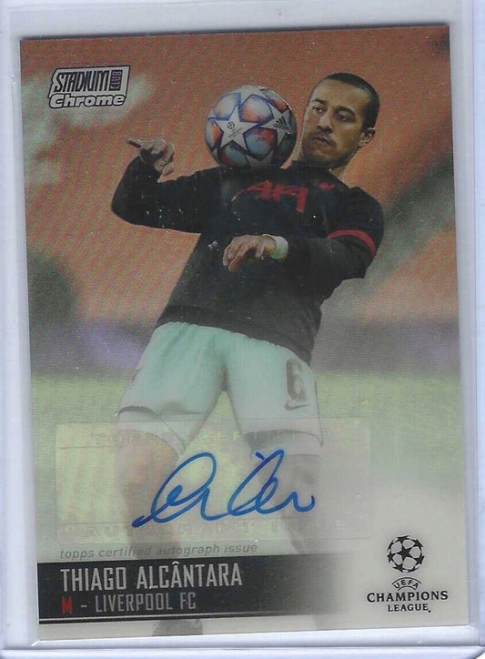 THIAGO ALCANTARA 2020-21 TOPPS STADIUM CLUB CHROME SILVER REFRACTOR AUTO #CA-TAL