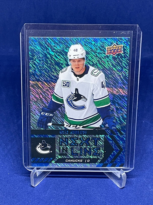 OLLI JUOLEVI 2020-21 UD OVERTIME NEXT IN LINE BLUE SHIMMER RC #D 10/10