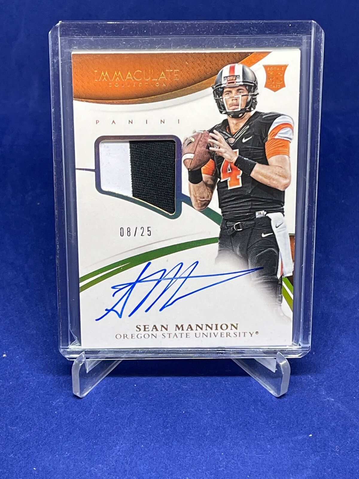 SEAN MANNION 2015 PANINI IMMACULATE COLLEGIATE PATCH ON CARD AUTO RC #D 8/25