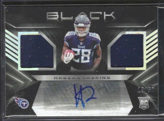 HASSAN HASKINS 2022 PANINI BLACK ROOKIE DUAL PATCH AUTO RC #D 13/50