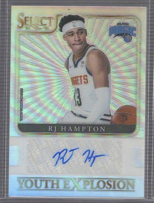 RJ HAMPTON 2020-21 PANINI SELECT SILVER PRIZM YOUTH EXPLOSION AUTO RC #YES-RJH