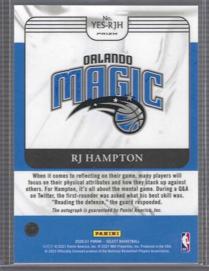 RJ HAMPTON 2020-21 PANINI SELECT SILVER PRIZM YOUTH EXPLOSION AUTO RC #YES-RJH