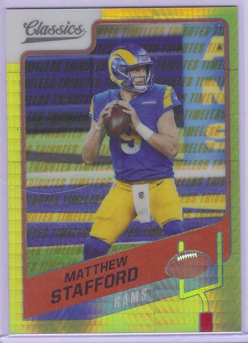 MATTHEW STAFFORD 2021 PANINI CLASSICS TIMELESS TRIBUTES GOLD PRIZM #D 83/99