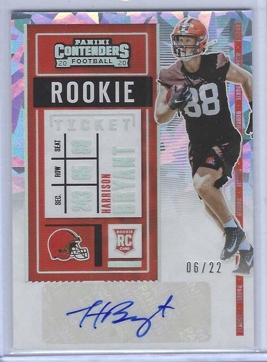 HARRISON BRYANT 2020 PANINI CONTENDERS CRACKED ICE VARIATION AUTO RC #D 06/22