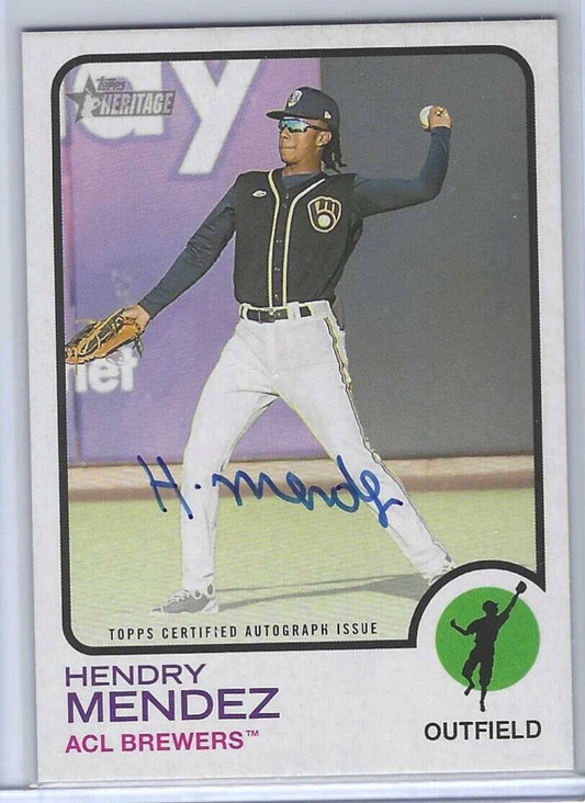 HENDRY MENDEZ 2022 TOPPS HERITAGE MINOR LEAGUE PROSPECT REAL ONE AUTO #ROA-HM