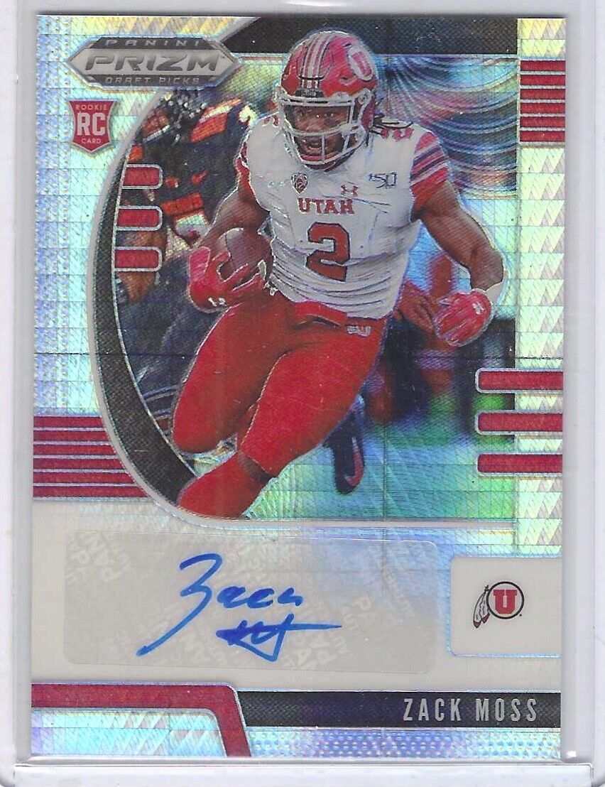 ZACK MOSS 2020 PANINI PRIZM DP SILVER HYPER PRIZM ROOKIE AUTO RC #D 39/75