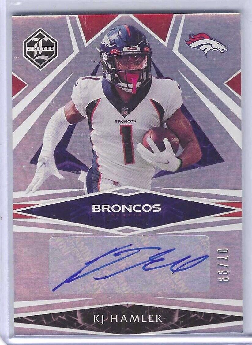 KJ HAMLER 2021 PANINI LIMITED TEAM TRADEMARKS BRONCOS AUTO #D 07/99