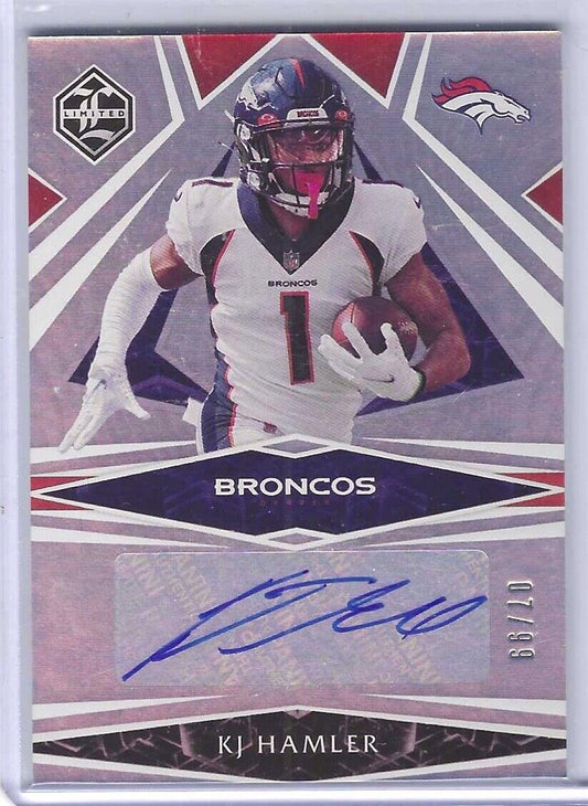 KJ HAMLER 2021 PANINI LIMITED TEAM TRADEMARKS BRONCOS AUTO #D 07/99