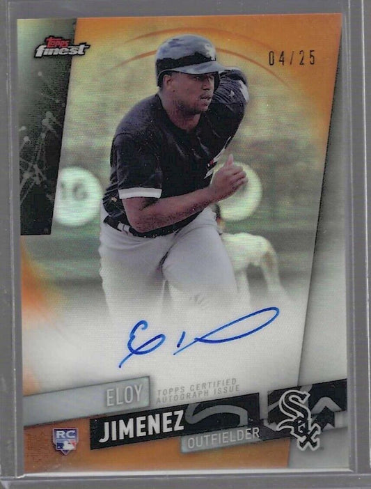 ELOY JIMENEZ 2019 TOPPS FINEST ORANGE REFRACTOR ROOKIE ON CARD AUTO RC #D 04/25