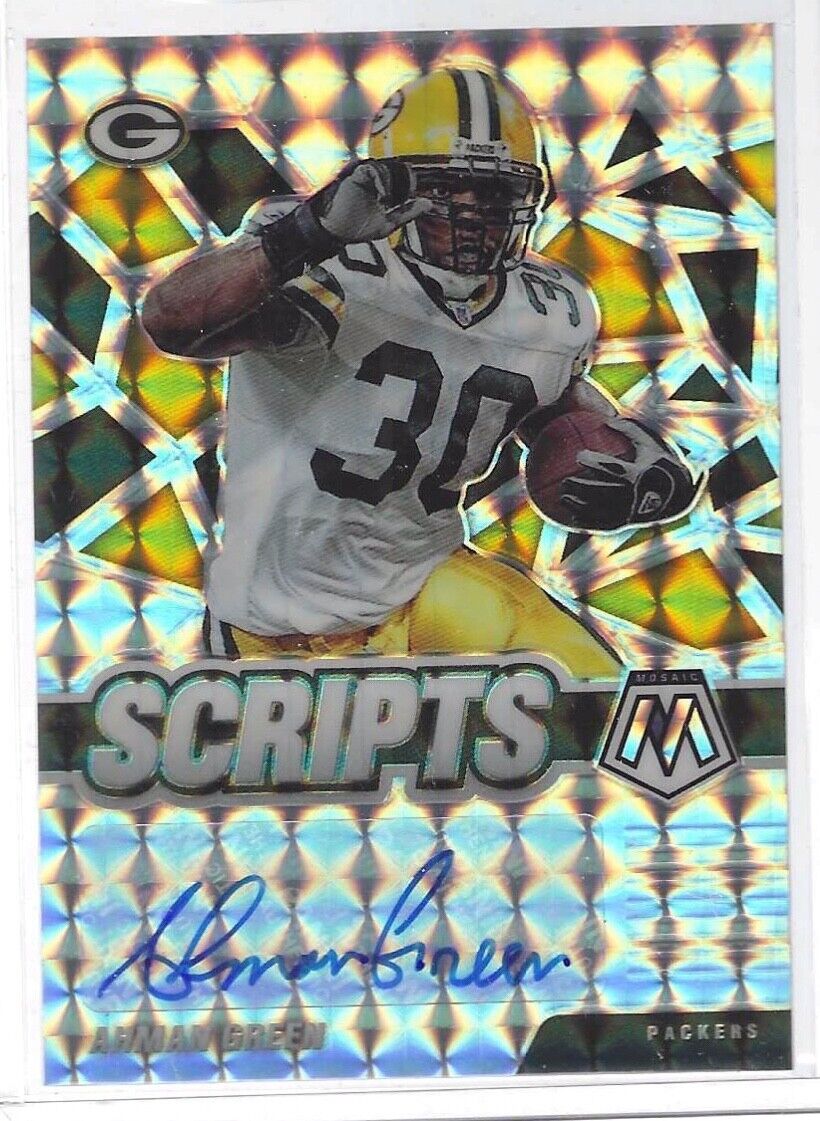 AHMAN GREEN 2021 PANINI MOSAIC SILVER MOSAIC PRIZM SCRIPTS AUTO #S-AG