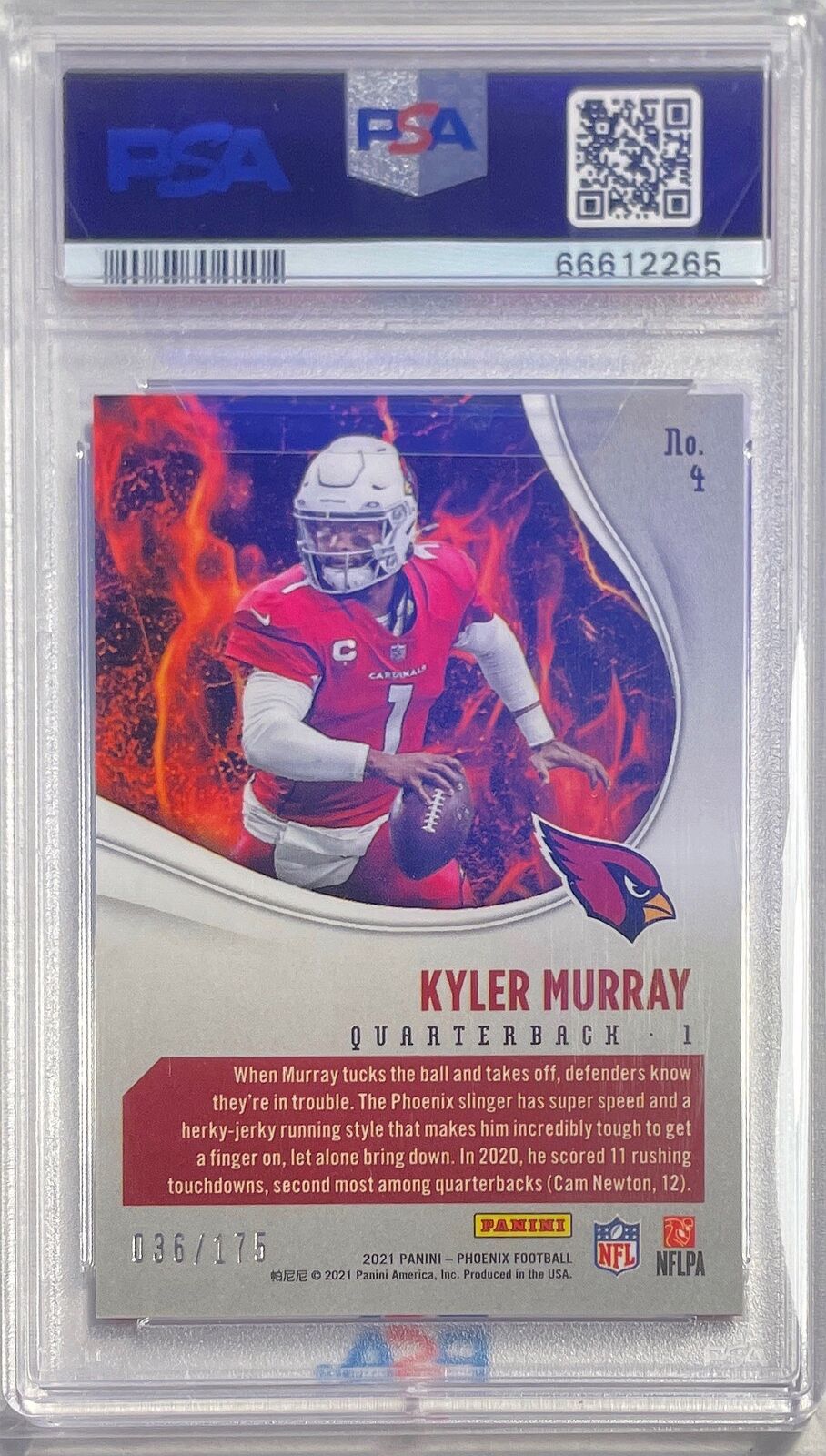 KYLER MURRAY 2021 PHOENIX HEAT WAVE PINK PRIZM #D 36/175 PSA 10 GEM MINT POP 1/1