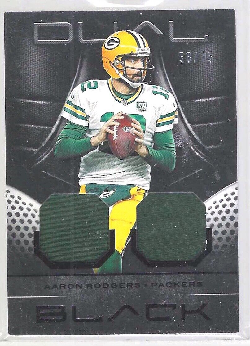 AARON RODGERS 2019 PANINI BLACK DUAL PATCH #D 58/75