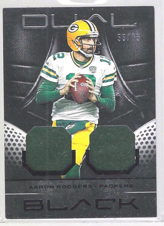AARON RODGERS 2019 PANINI BLACK DUAL PATCH #D 58/75