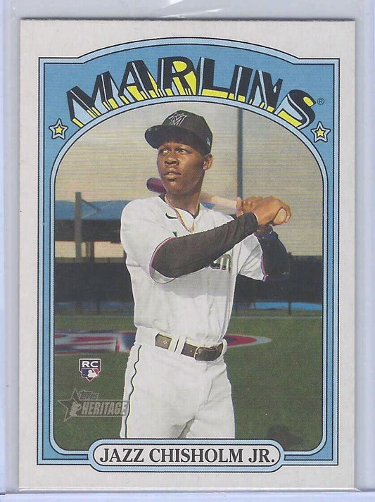 JAZZ CHISHOLM JR 2021 TOPPS HERITAGE ROOKIE RC #665