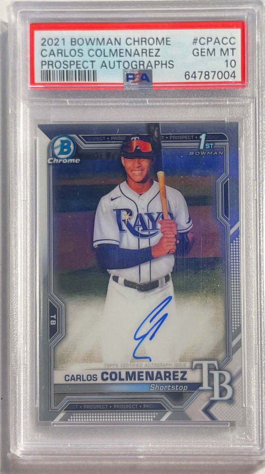 CARLOS COLMENAREZ 2021 BOWMAN CHROME 1ST PROSPECT AUTO #CPACC PSA 10 GEM MINT