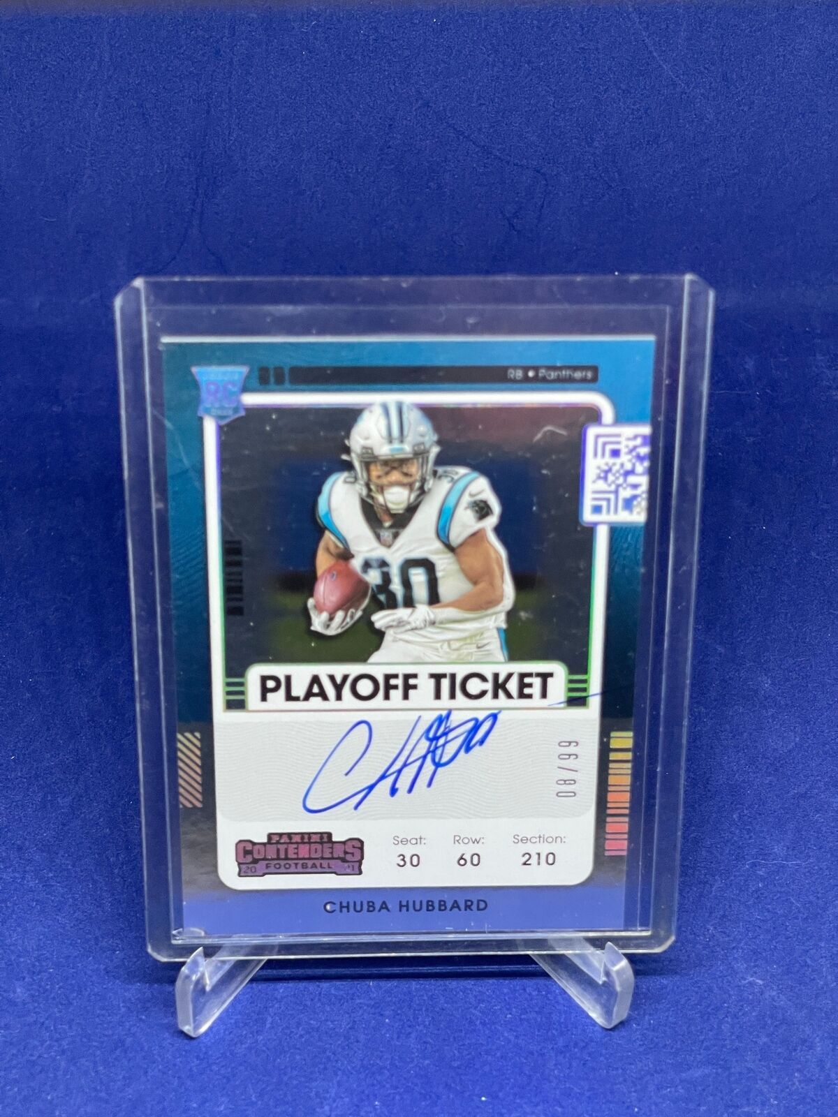 CHUBA HUBBARD 2021 PANINI CONTENDERS PLAYOFF TICKET AUTO ROOKIE RC #D 8/99