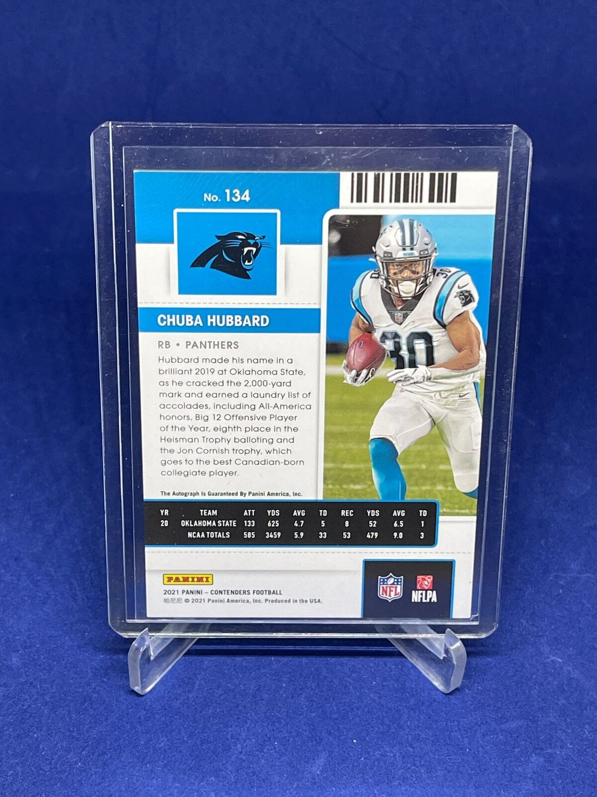CHUBA HUBBARD 2021 PANINI CONTENDERS PLAYOFF TICKET AUTO ROOKIE RC #D 8/99