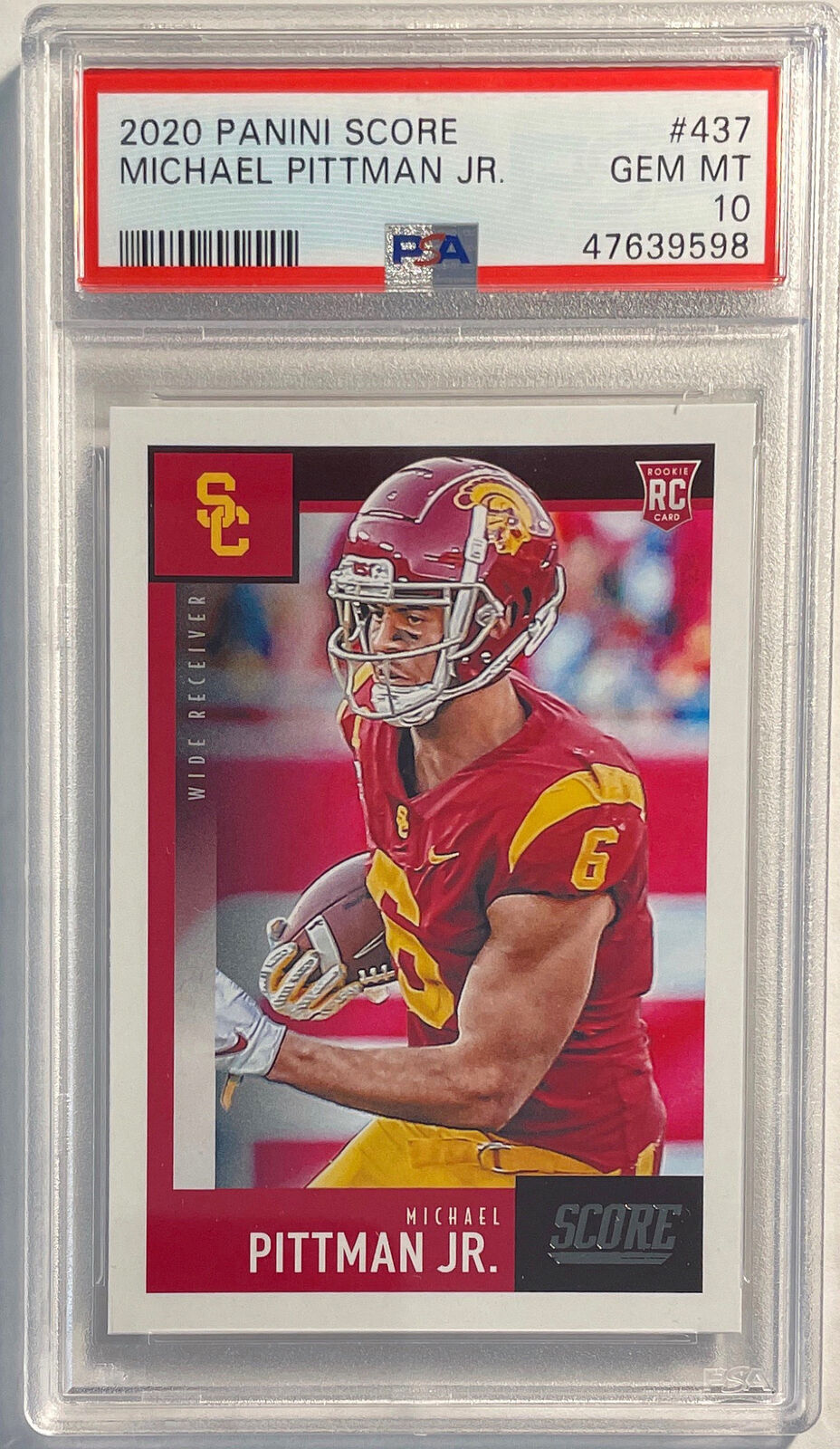 MICHAEL PITTMAN JR. 2020 PANINI SCORE ROOKIE RC #437 PSA 10 GEM MINT POP 9