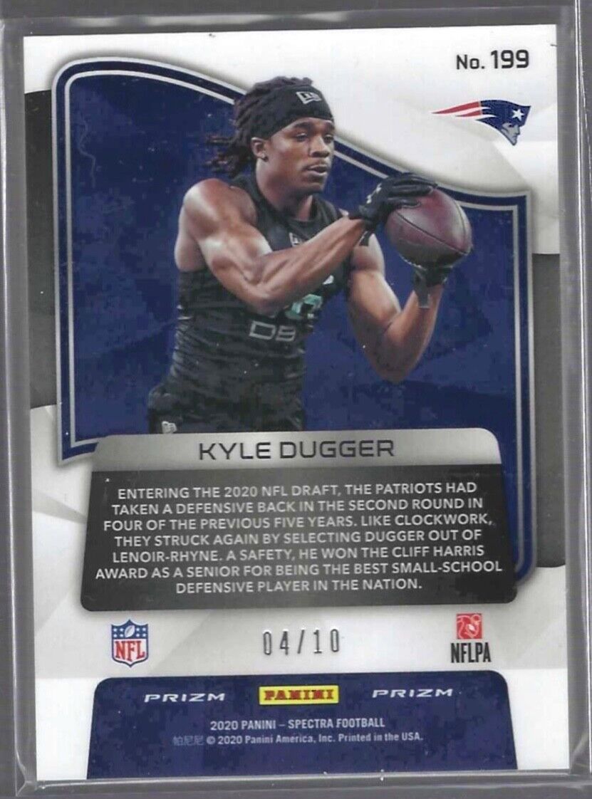 KYLE DUGGER 2020 PANINI SPECTRA SILVER WAVE PRIZM ROOKIE RC #D 04/10