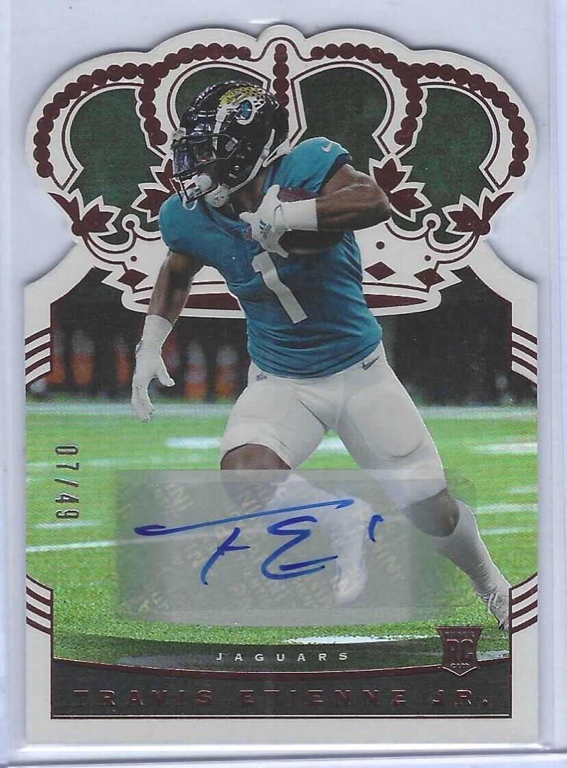 TRAVIS ETIENNE JR 2021 PANINI CHRONICLES CROWN ROYALE DIE CUT AUTO RC #D 07/49