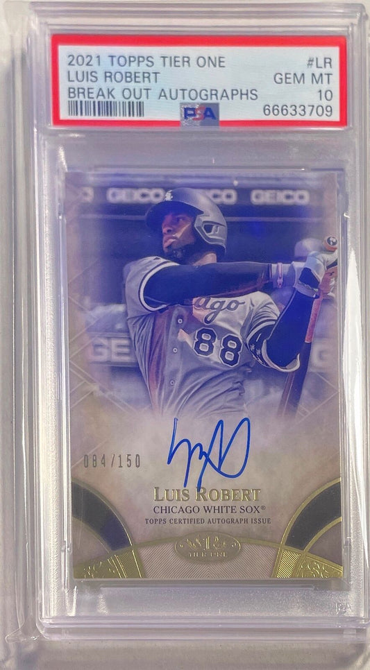LUIS ROBERT 2021 TOPPS TIER ONE BREAK OUT AUTO #D /150 PSA 10 GEM MINT POP 4